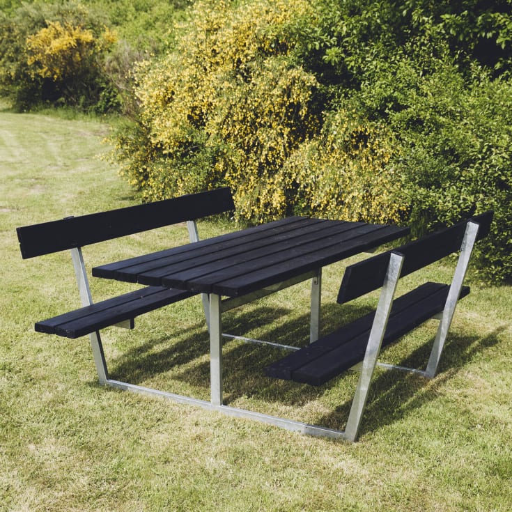 SIF bordbænkesæt 1750 x 1780 x 850 mm, 42 mm sort/galvaniseret