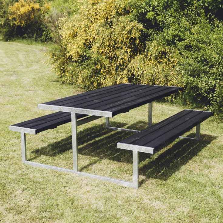LOKE bordbænkesæt 1800 x 1770 x 720 mm, 42 mm sort/galvaniseret