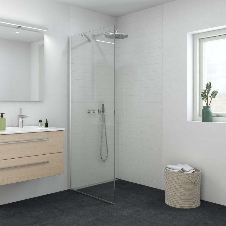 Dansani Match duschvägg, modell D, 137 cm, klart glas, satin profil
