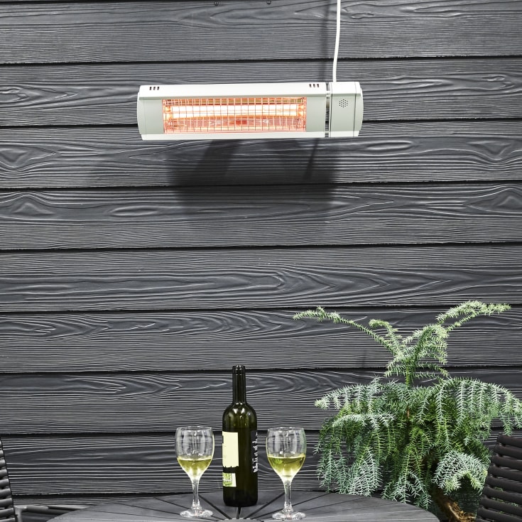 HEAT1 terrassevarmer veggmodell 2000 watt, hvit med fjernkontroll