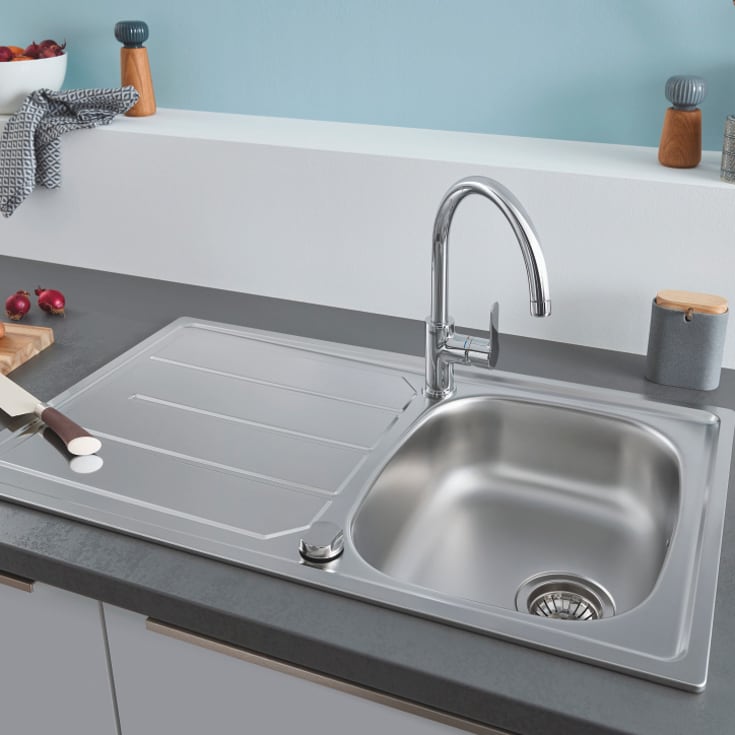 Grohe K200 diskbänk, 86x50 cm, rostfritt stål