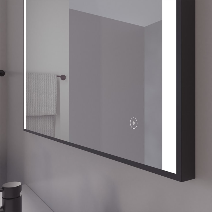 Loevschall Nyborg speil med ramme, dimbar, touch, 80x75 cm, sort matt