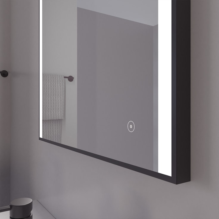 Loevschall Nyborg spegel med belysning, dimbar, touch, 60x75 cm, svart