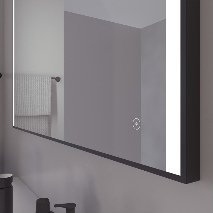 Loevschall Nyborg speil med ramme, dimbar, touch, 100x75 cm, sort matt