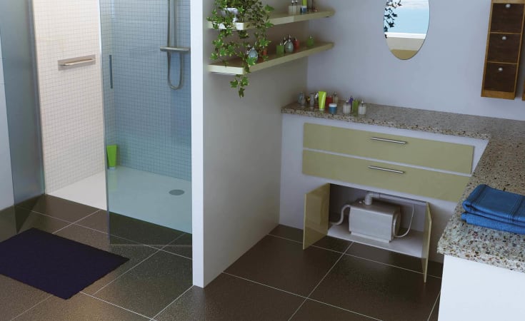 Saniflo Sanifloor 1 afløbspumpe, med rist, rustfri stål