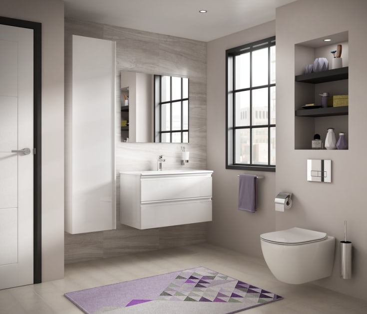 Ideal Standard Tesi væghængt toilet, uden skyllekant, antibakteriel, hvid