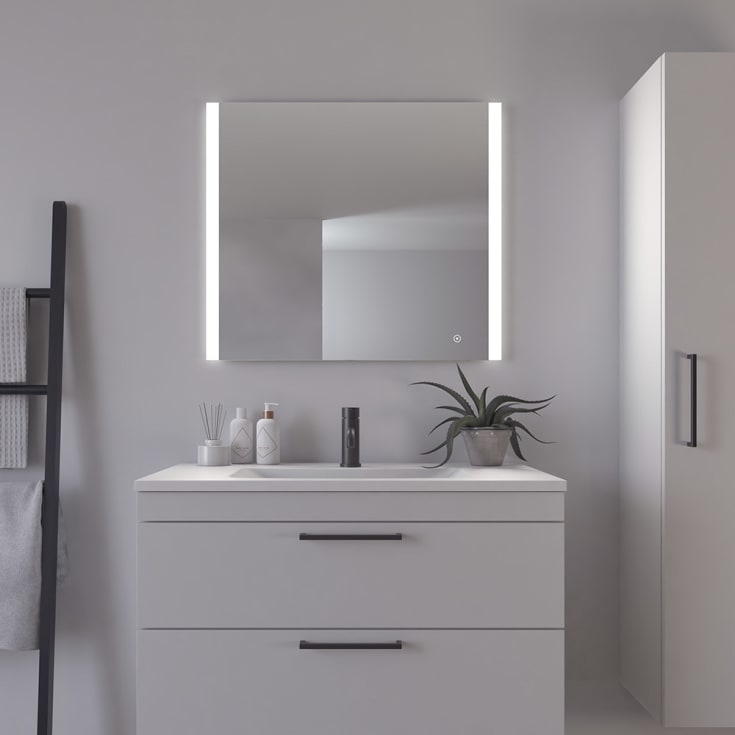 Loevschall Vega spegel med belysning, dimbar, touch, 80x70 cm