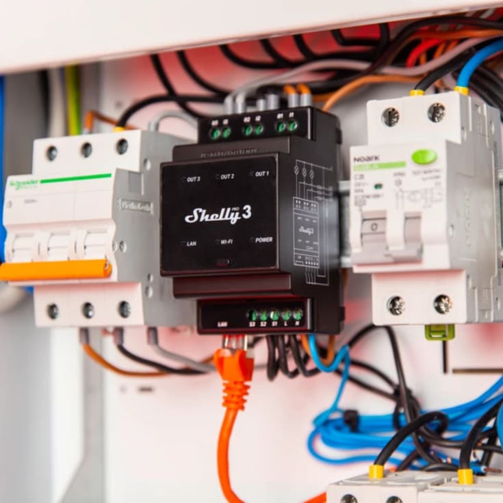Shelly Pro 3 WiFI relæ 3 kanaler/faser potentialfrit kontaktsæt