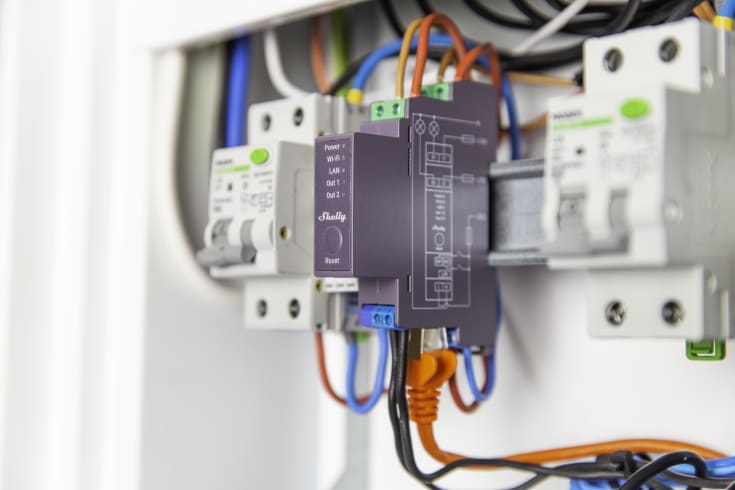 Shelly Pro 2 WiFi-relé 2 kanaler potensialfritt kontaktsett 230V