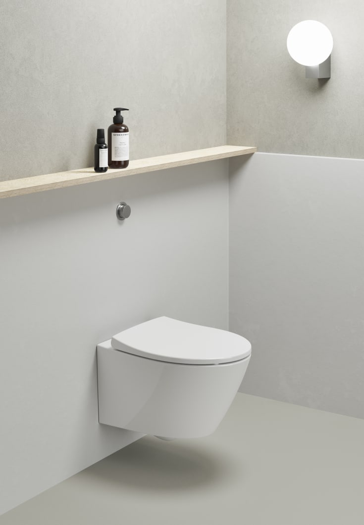 GSI Modo væghængt toilet, uden skyllekant, rengøringsvenlig, hvid