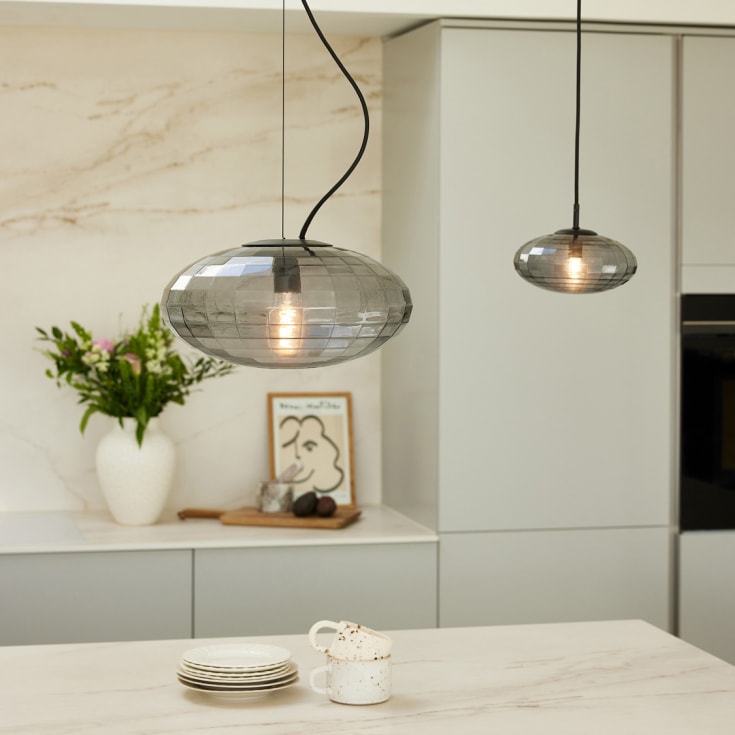Halo Design Mesh pendellampa, rökfärgad, Ø36 cm