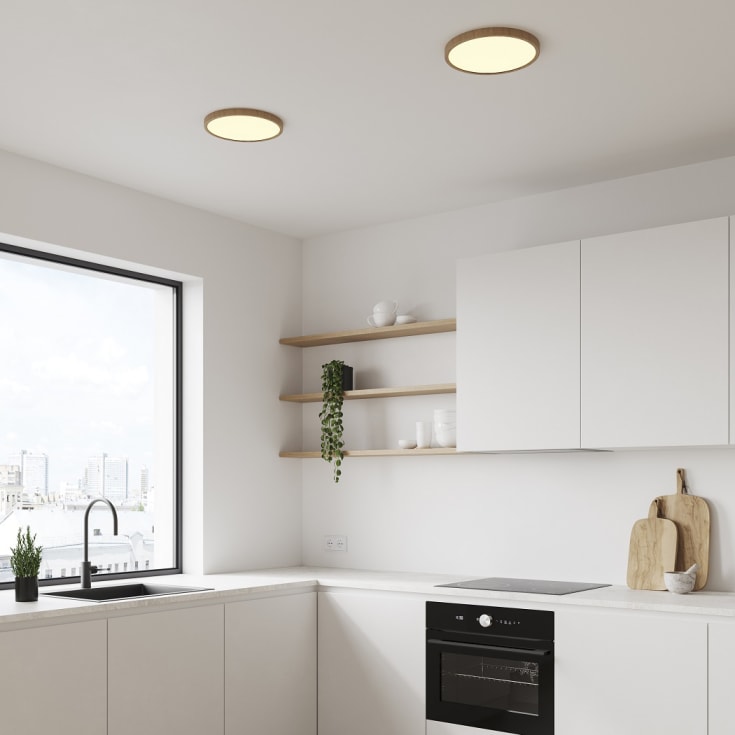 Nordlux Oja plafond, 3-stegs dämpning, 2700K, träd, Ø29 cm