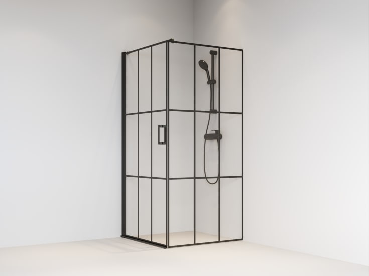 Brasta Kristina Cube hörndusch, 89,1x89,1 cm, klart glas, svart profil