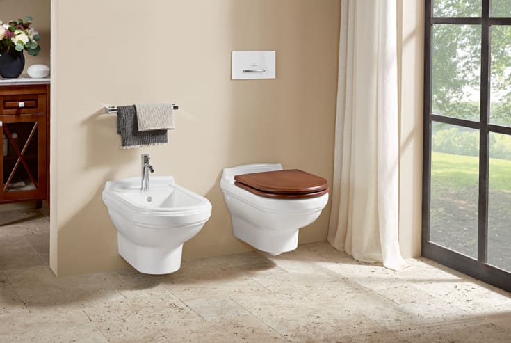 Villeroy & Boch Hommage væghængt toilet, rengøringsvenlig, hvid