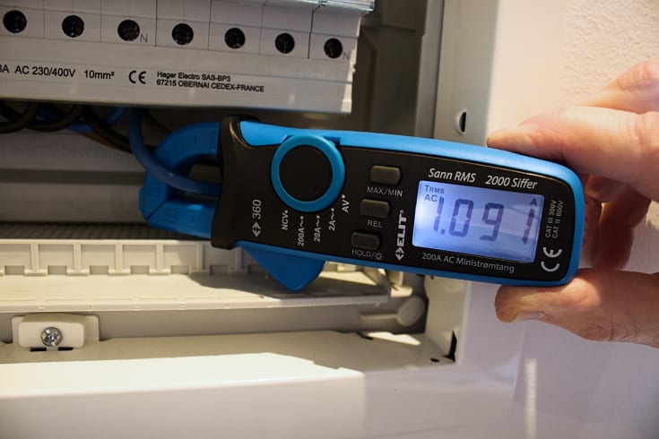 Clamp amperemeter sann RMS, liten og slitesterk, 200A AC, ELIT 360