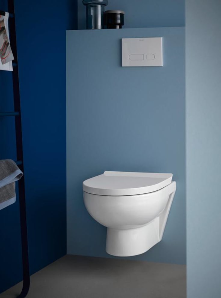 Duravit No.1 væghængt toilet, uden skyllekant, rengøringsvenlig, hvid