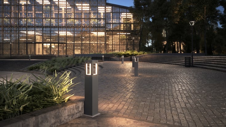 Aries Bollard 900mm Warm White Graphite