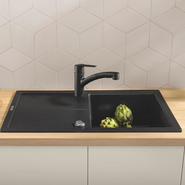 Grohe Start køkkenarmatur, udtrækstud, mat sort