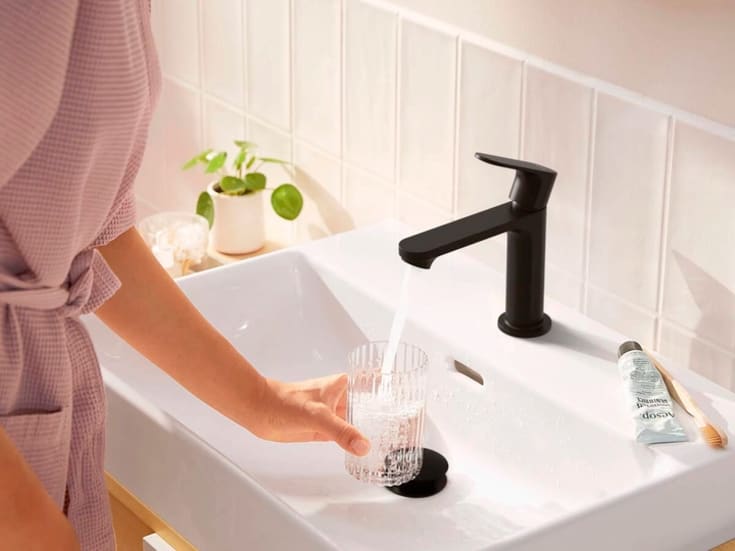Hansgrohe Rebris S 80 tvättställsblandare, matt svart