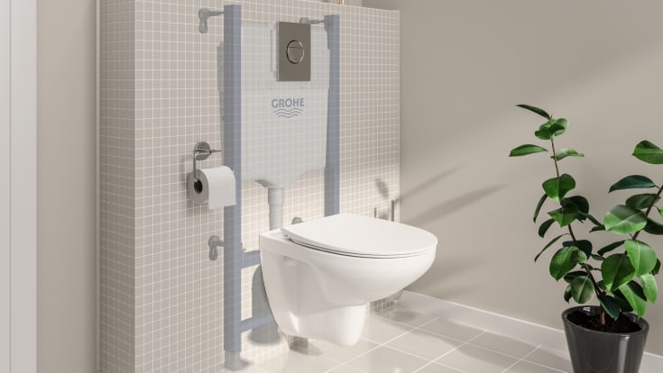 Grohe Solido Bau Sail toalettpaket, utan spolkant, vit/krom