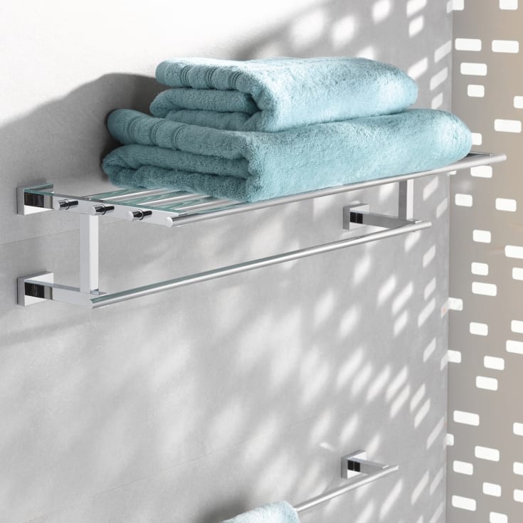 Grohe Essentials Cube hylde, 55,8x21 cm, krom