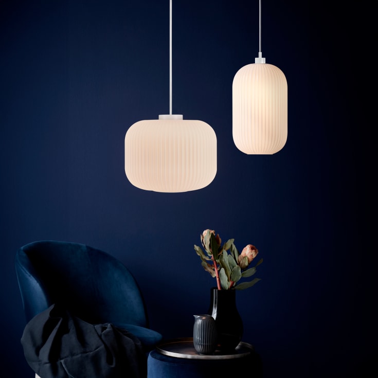 Nordlux Milford pendellampa, vit, Ø20 cm