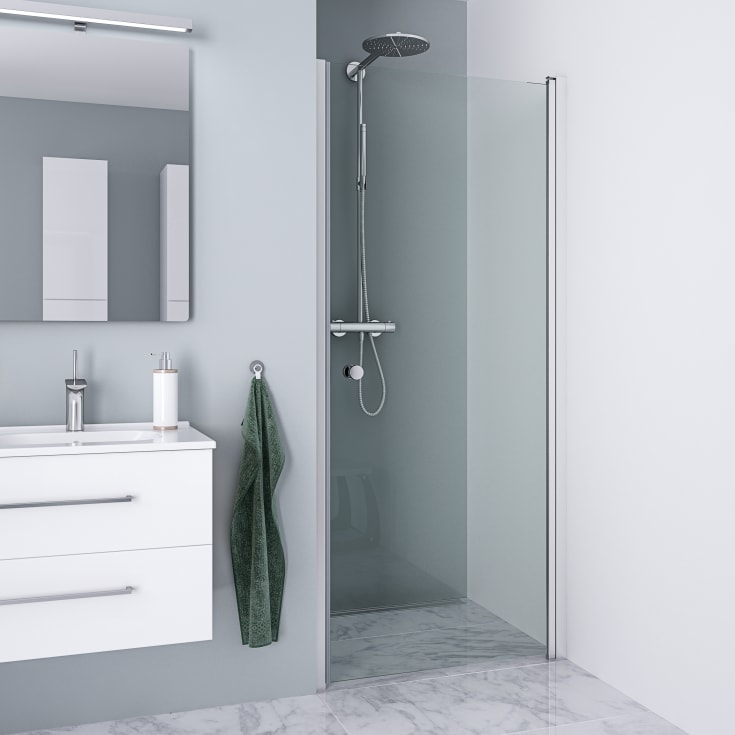 Dansani Match dusjdør, modell A, 67 cm, klart glass, satin profil
