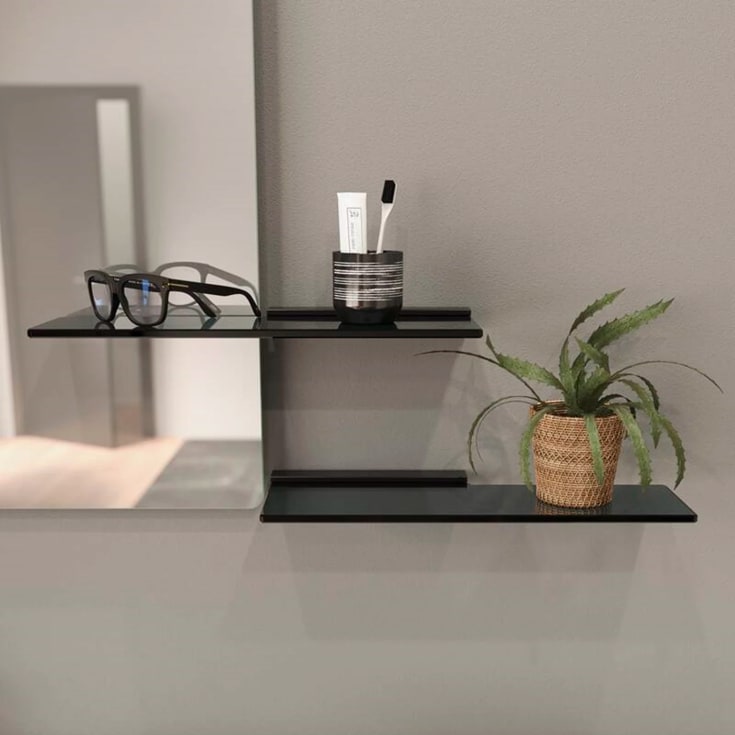 Dansani Reach glasshylle, 40x13,7 cm, sort/tonet glass