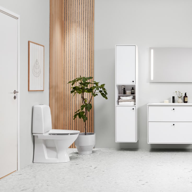 Ifö Spira toilet, uden skyllekant, rengøringsvenlig, hvid