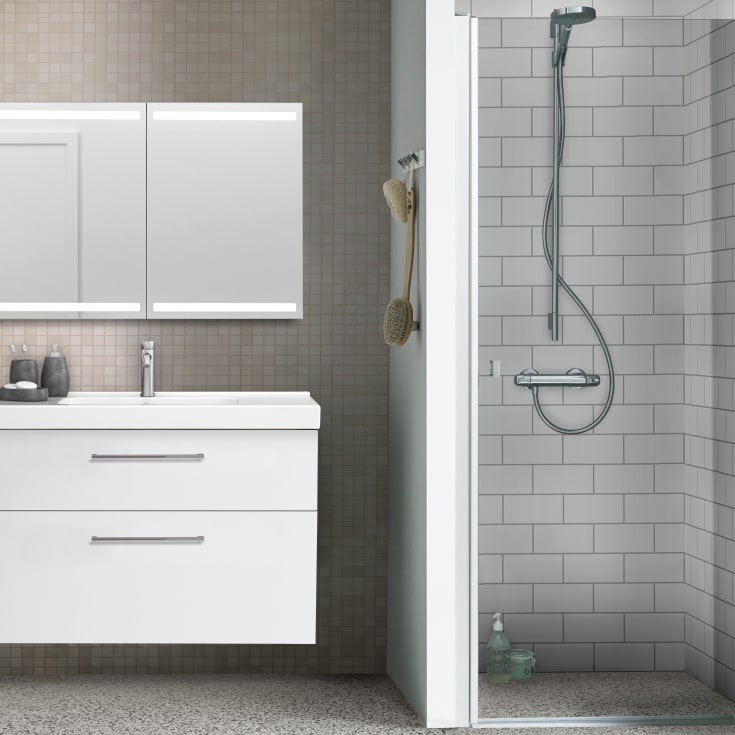 Dansani Match duschdörr, modell A, 87 cm, klart glas, satin profil