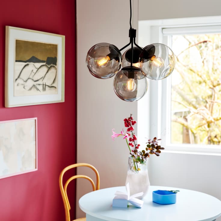 Nordlux Ivona pendellampa, svart, 4 lampor