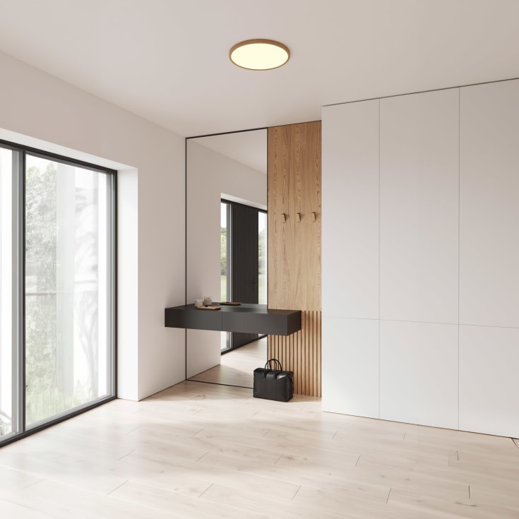 Nordlux Oja plafond, 3-stegs dämpning, 2700K, träd, Ø42 cm