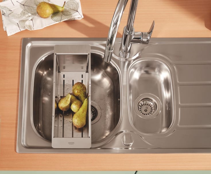 Grohe K200 diskbänk, 96,5x50 cm, rostfritt stål