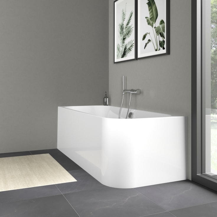 Duravit Happy D.2 badekar, 180x80 cm, med panel, venstre, hvit