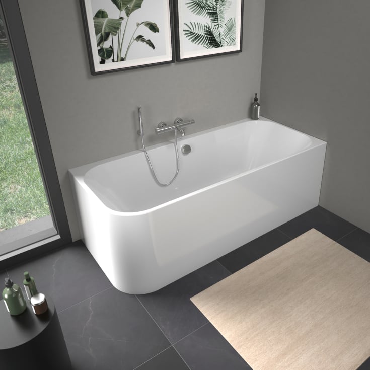 Duravit Happy D.2 badekar, 180x80 cm, med panel, høyre, hvit