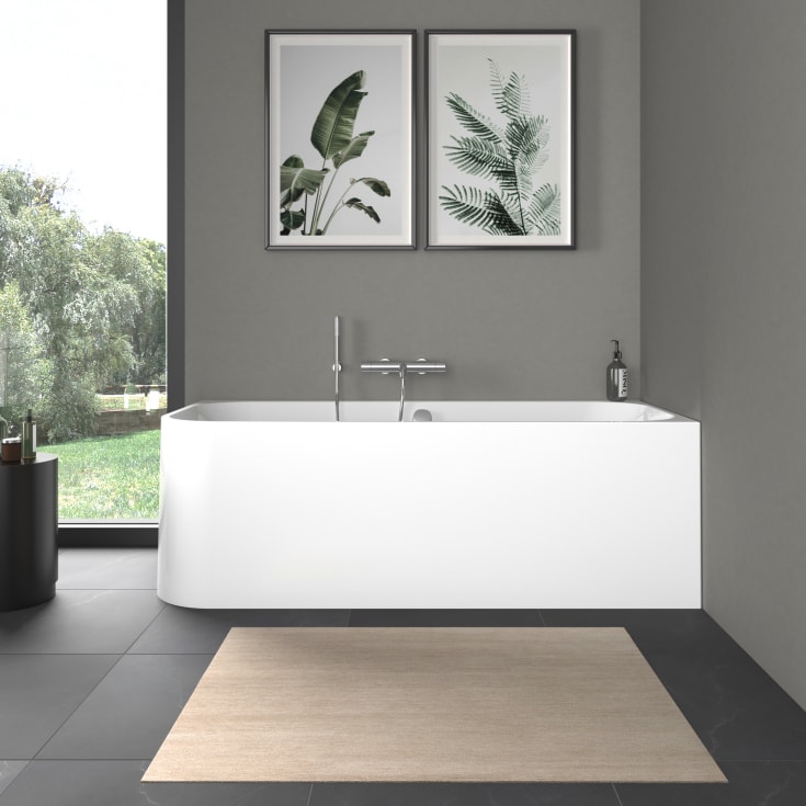 Duravit Happy D.2 badekar, 180x80 cm, med panel, høyre, hvit