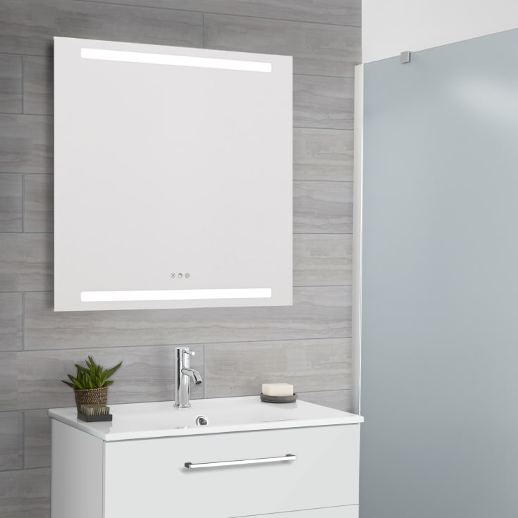 Dansani Level spegel med belysning, dimbar, 80x80 cm