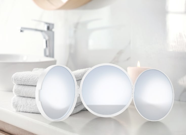 Smedbo Outline Lite veskespeil, Ø10 cm, matt hvit