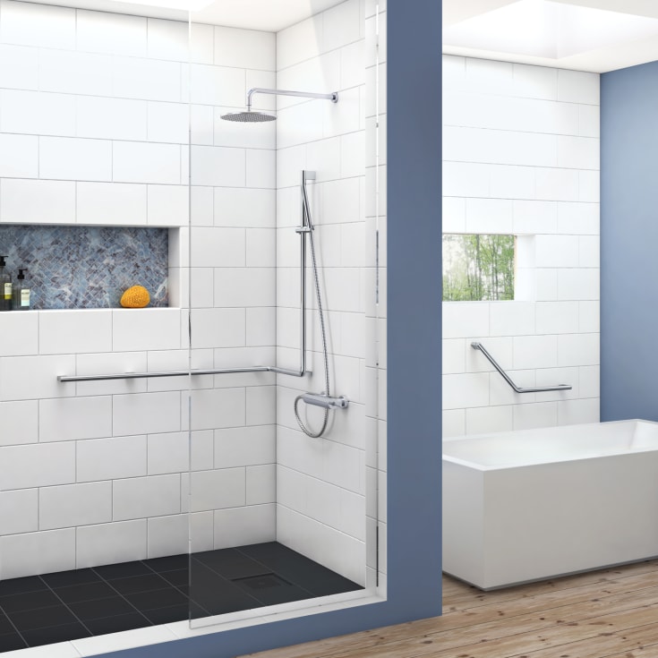 Smedbo Living støttegreb, 123x53 cm, højre, krom