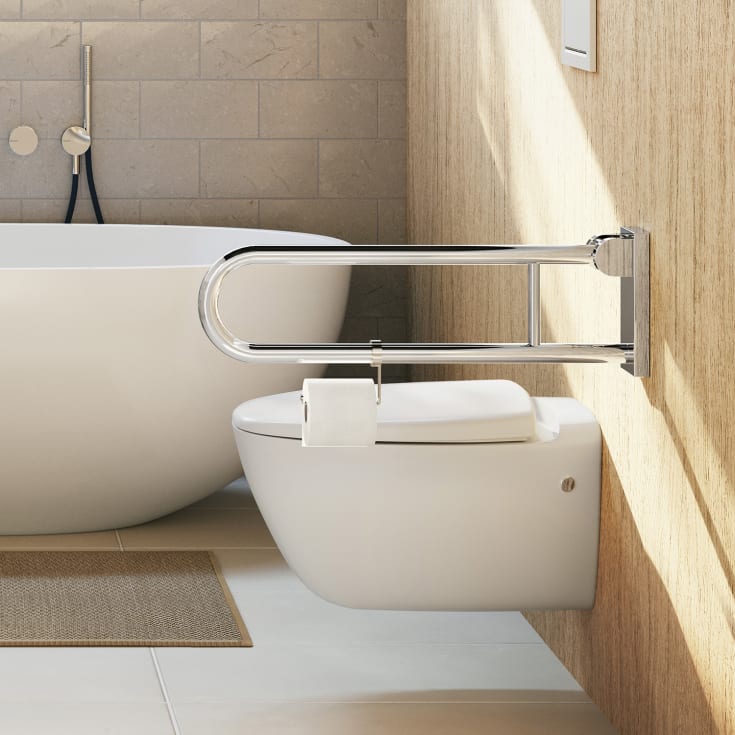 Smedbo Living toiletrulleholder til armstøtte, krom