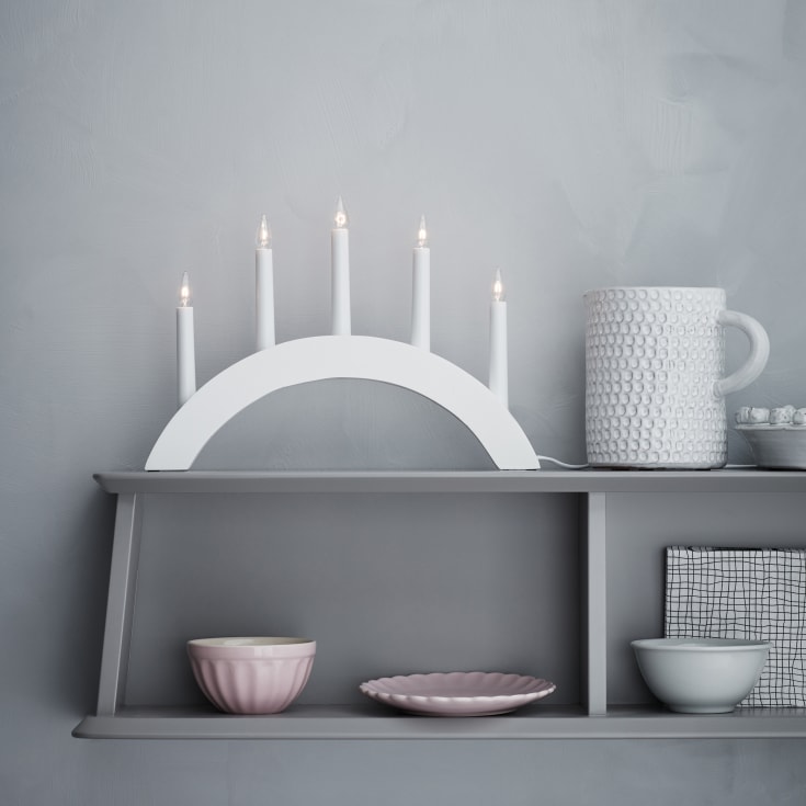 Markslöjd Atle julelysestake, 5 lys, hvit