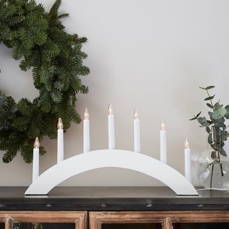 Markslöjd Atle julelysestake, 7 lys, hvit