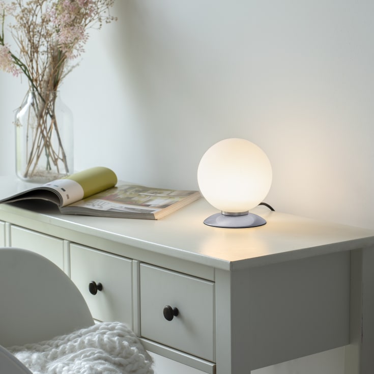 Paul Neuhaus Bubba bordlampe, børstet stål
