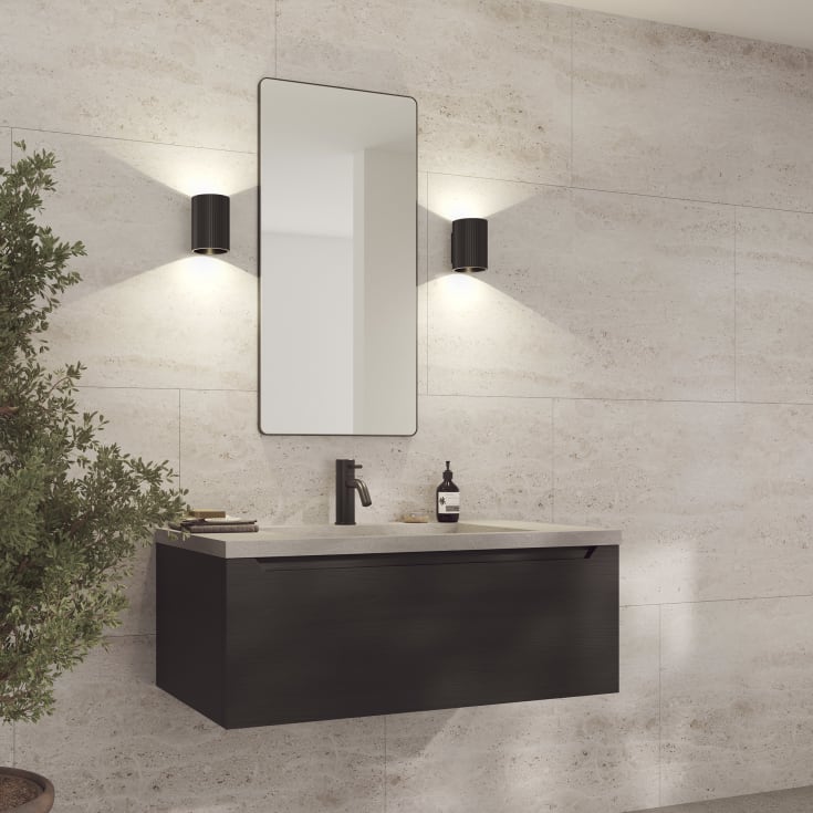 Loevschall Refine Square spejl, 45x90 cm, sort