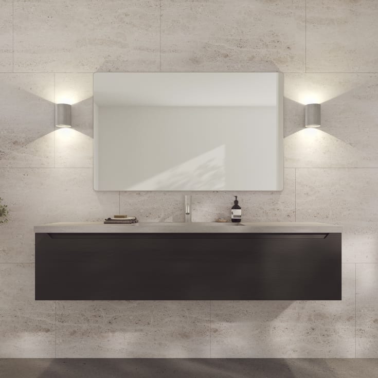 Loevschall Refine Square speil, 75x120 cm, børstet aluminium