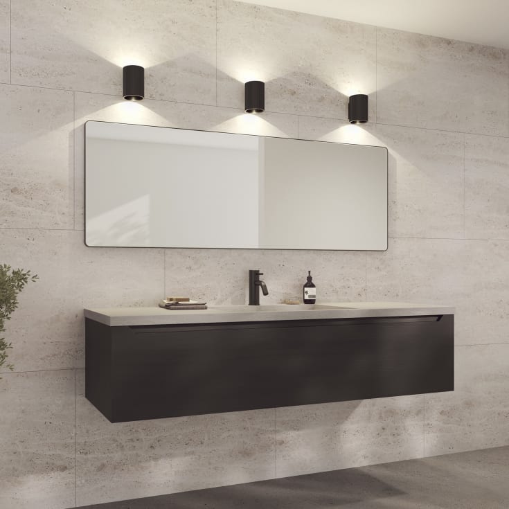 Loevschall Refine Square spejl, 55x160 cm, sort