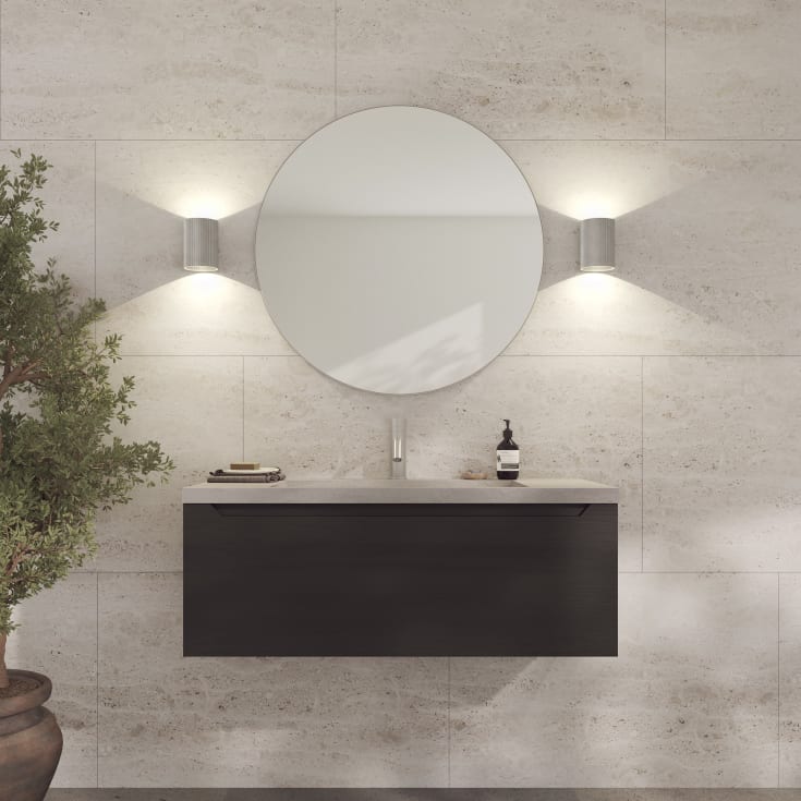 Loevschall Refine Rund spegel, Ø80 cm, borstad aluminium
