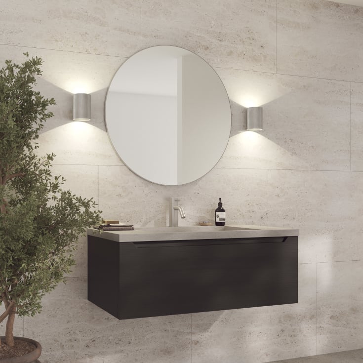 Loevschall Refine Rund spegel, Ø80 cm, borstad aluminium