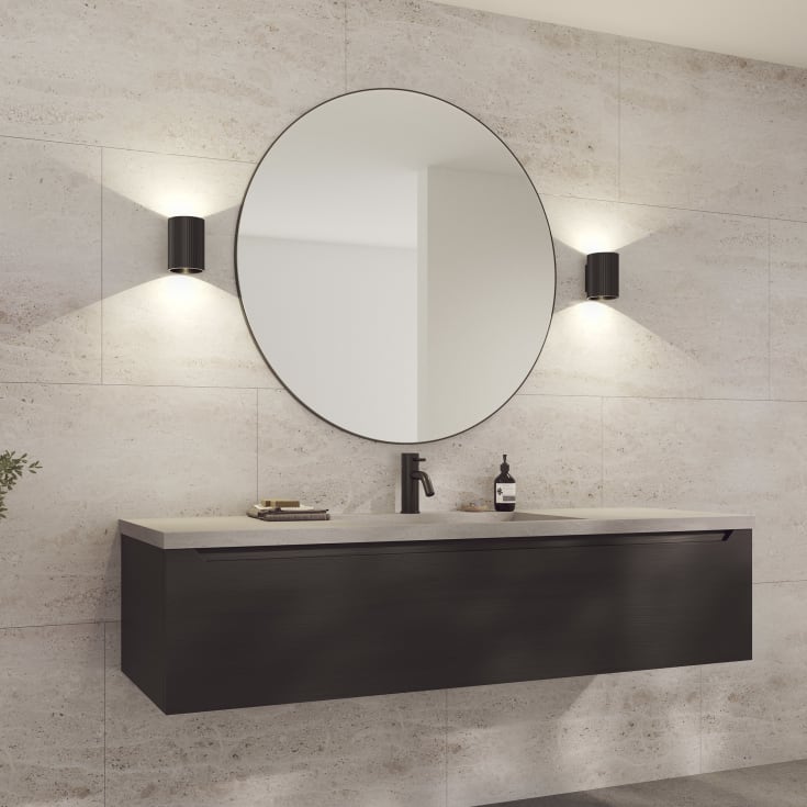 Loevschall Refine Rund spegel, Ø100 cm, svart