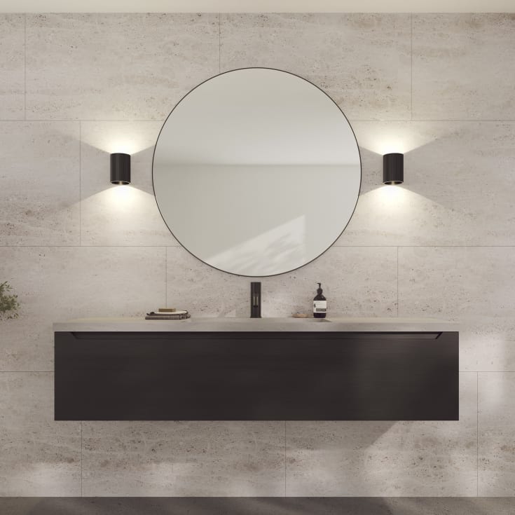 Loevschall Refine Rund spegel, Ø100 cm, svart